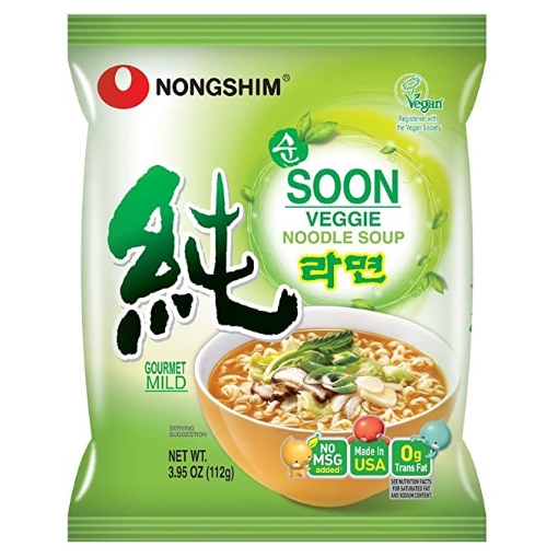 Picture of NongShim Soon Vegetable Noodle Package 112g (Pack of 4) No MSG Added