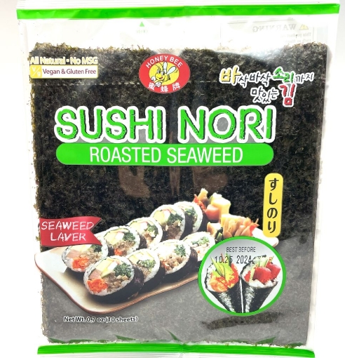 Picture of Honey Bee Sushi Nori Roasted Seaweed- 10ct All Natural