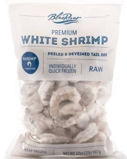 Picture of Raw Shrimp Peeled & Deveined Tail Off 31/35, Frozen 2Lbs Bag