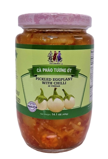 Picture of Three Ladies Brand Pickled Eggplant with Chili 14.1 oz